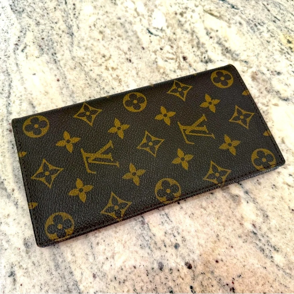Louis Vuitton LV Monogram Long Wallet Checkbook Vintage Authentic Designer Lux